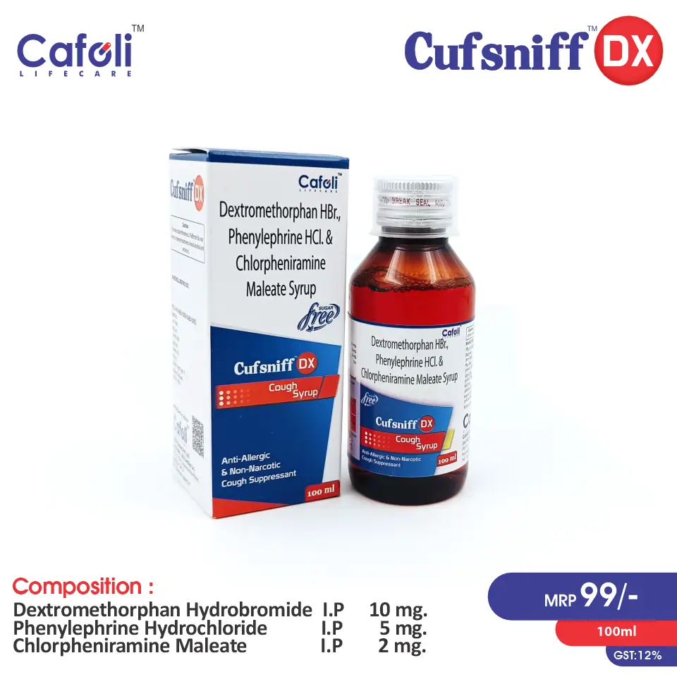 Phenylephrine + Chlorpheniramine + Dextromethorphan Syrup at the best price in PCD Pharma Franchise for Antihistamine, Cough and Cold Relief.